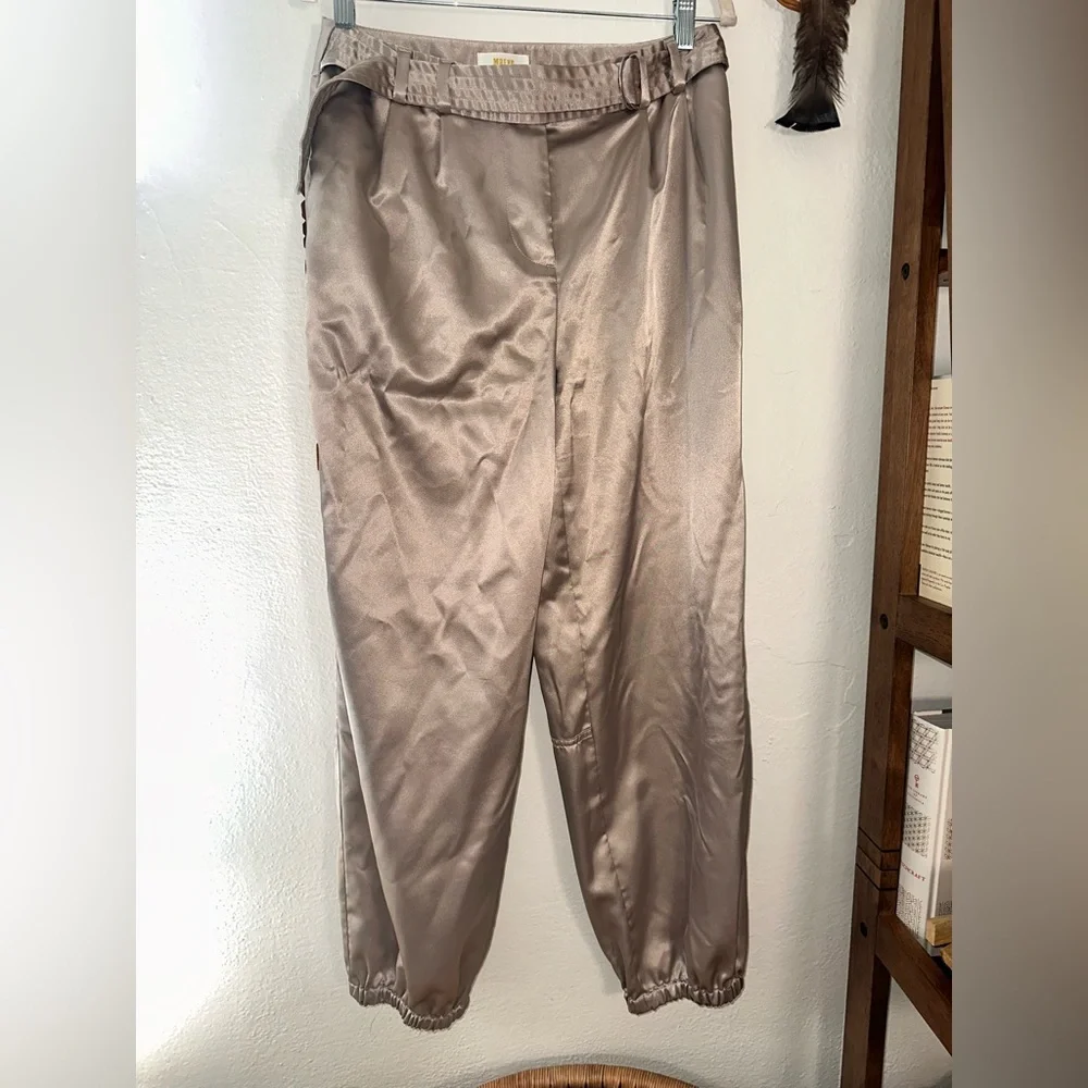 Maeve Satin Jogger Pants in Cream - Picture 4 of 7
